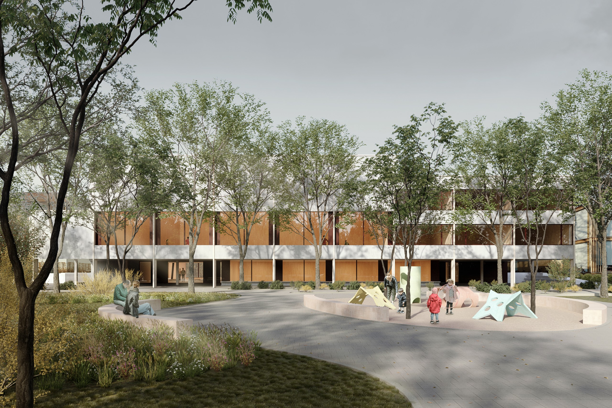 Image of the competition entry for a sport hall in Ittigen by DS ARCHITEKTEN 3rd prize