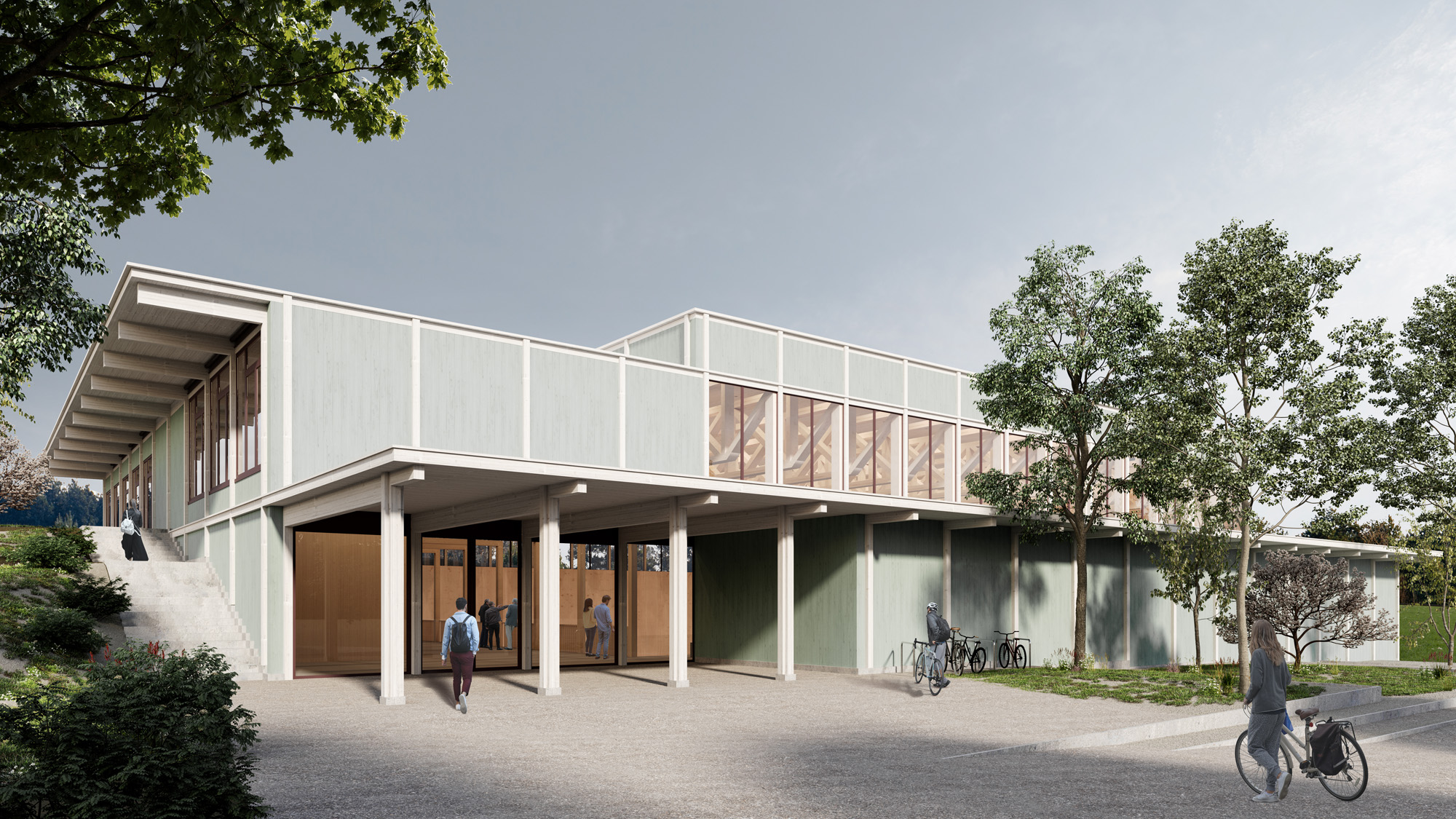 Competition image for a sport hall in Oberlunkhofen by DS ARCHITEKTEN 4th place.